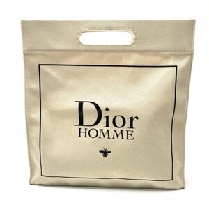 Dior Beauty Homme Beige Big Canvas Tote Bag Top Handle Clutch New With Bee Motif